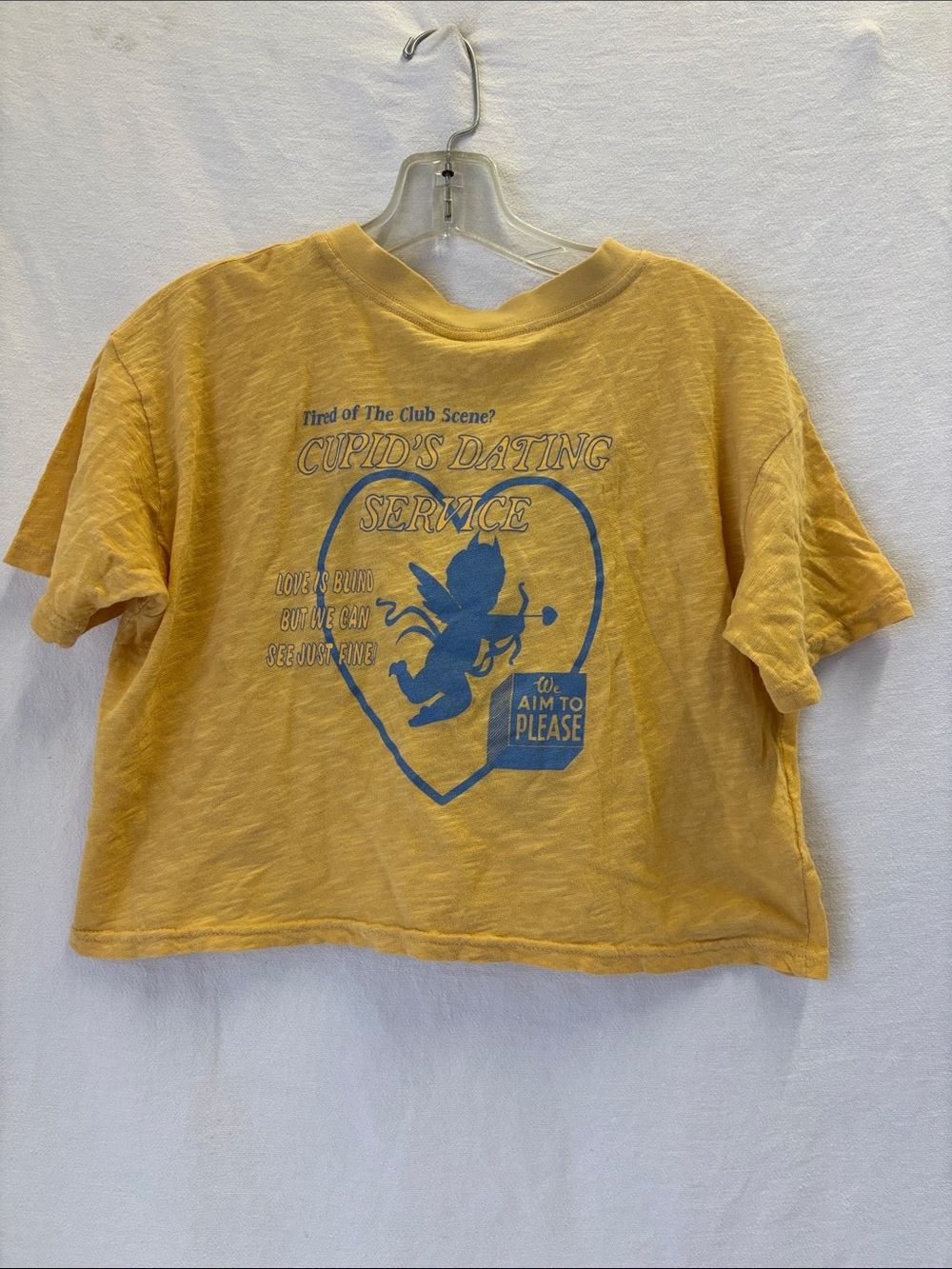 Boys Lie "Cupids Dating Service" Yellow Short Sleeve Cropped Tee